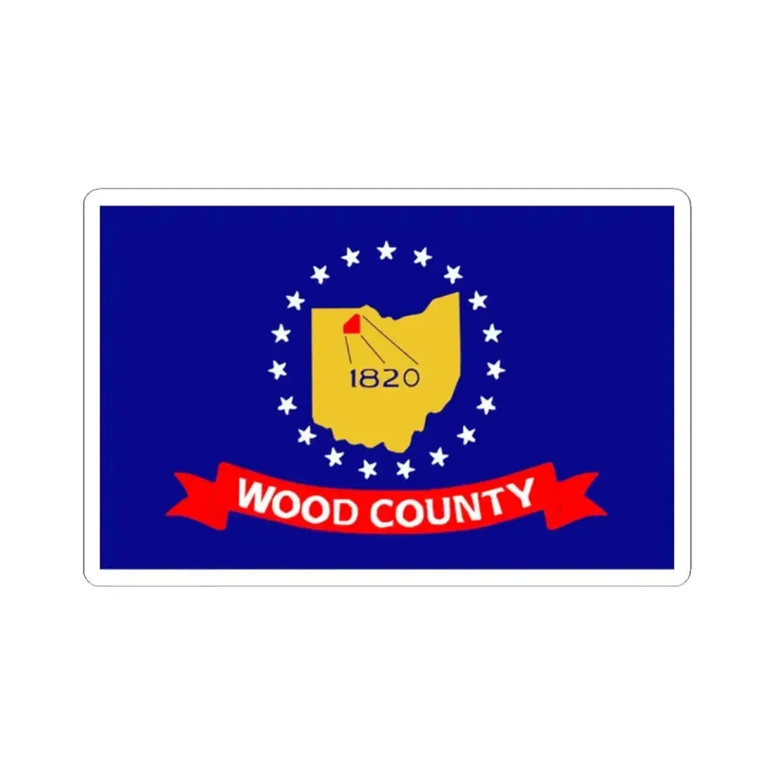 Flag of Wood County Ohio (United States) STICKER Vinyl Kiss-Cut Decal 2 Inch White - The Sticker Space