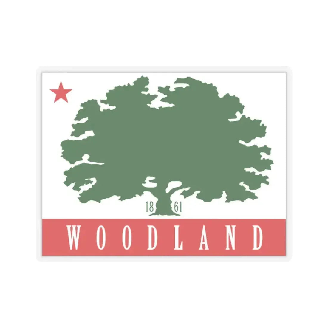 Flag of Woodland, California - STICKER Vinyl Kiss-Cut Decal 2 Inch Transparent - The Sticker Space