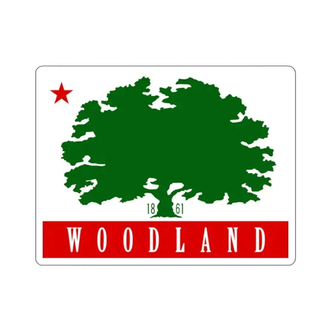 Flag of Woodland, California - STICKER Vinyl Kiss-Cut Decal 2 Inch White - The Sticker Space