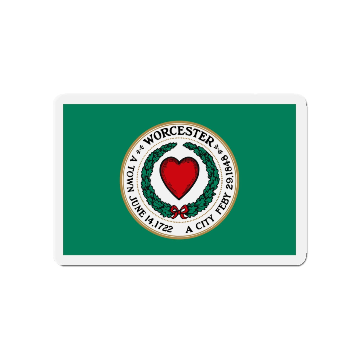 Flag of Worcester Massachusetts - Die-Cut Magnet-4" x 4"-The Sticker Space