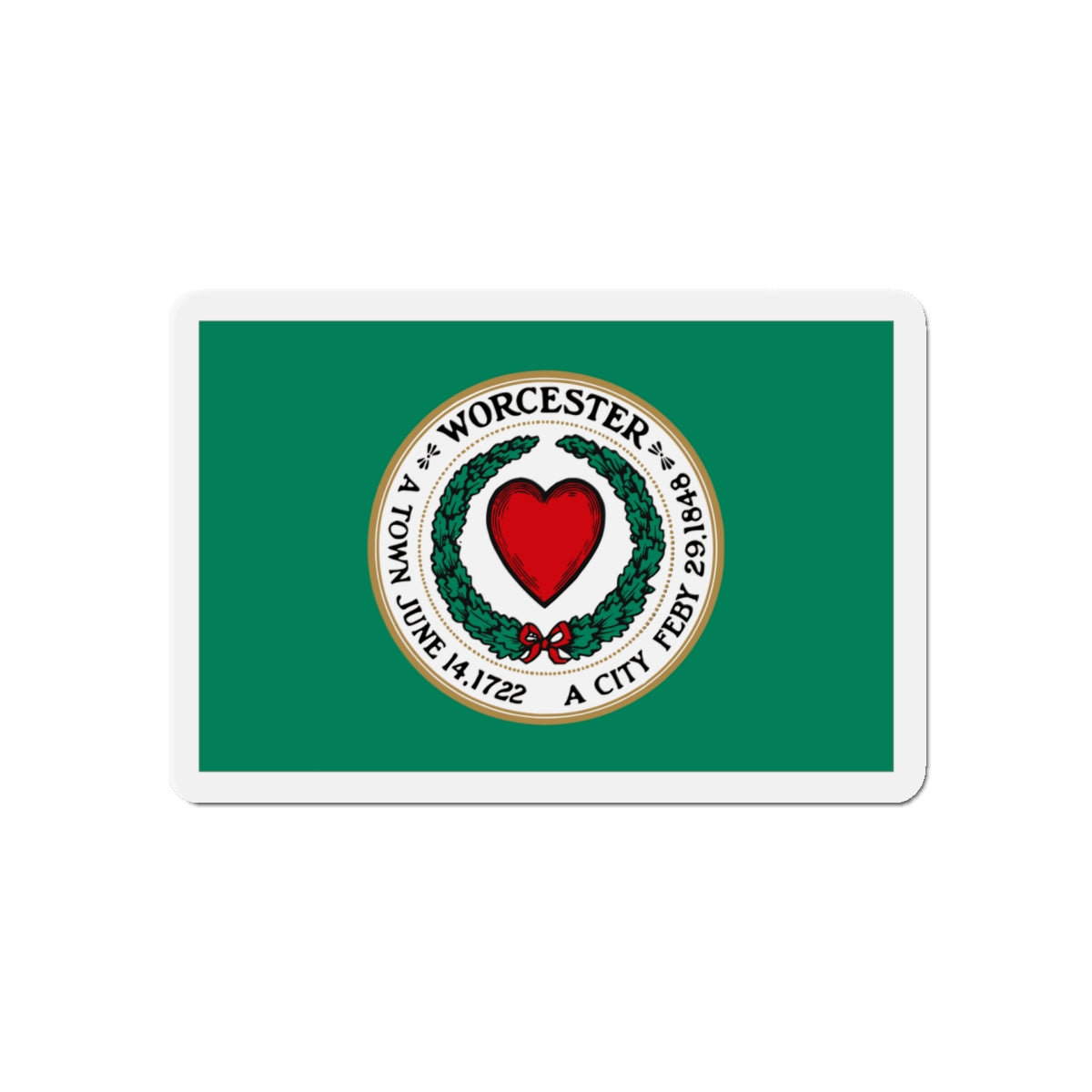 Flag of Worcester Massachusetts - Die-Cut Magnet-5" x 5"-The Sticker Space