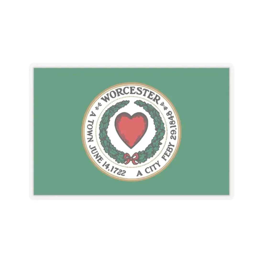 Flag of Worcester, Massachusetts - STICKER Vinyl Kiss-Cut Decal 2 Inch Transparent - The Sticker Space
