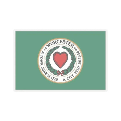 Flag of Worcester, Massachusetts - STICKER Vinyl Kiss-Cut Decal 2 Inch Transparent - The Sticker Space