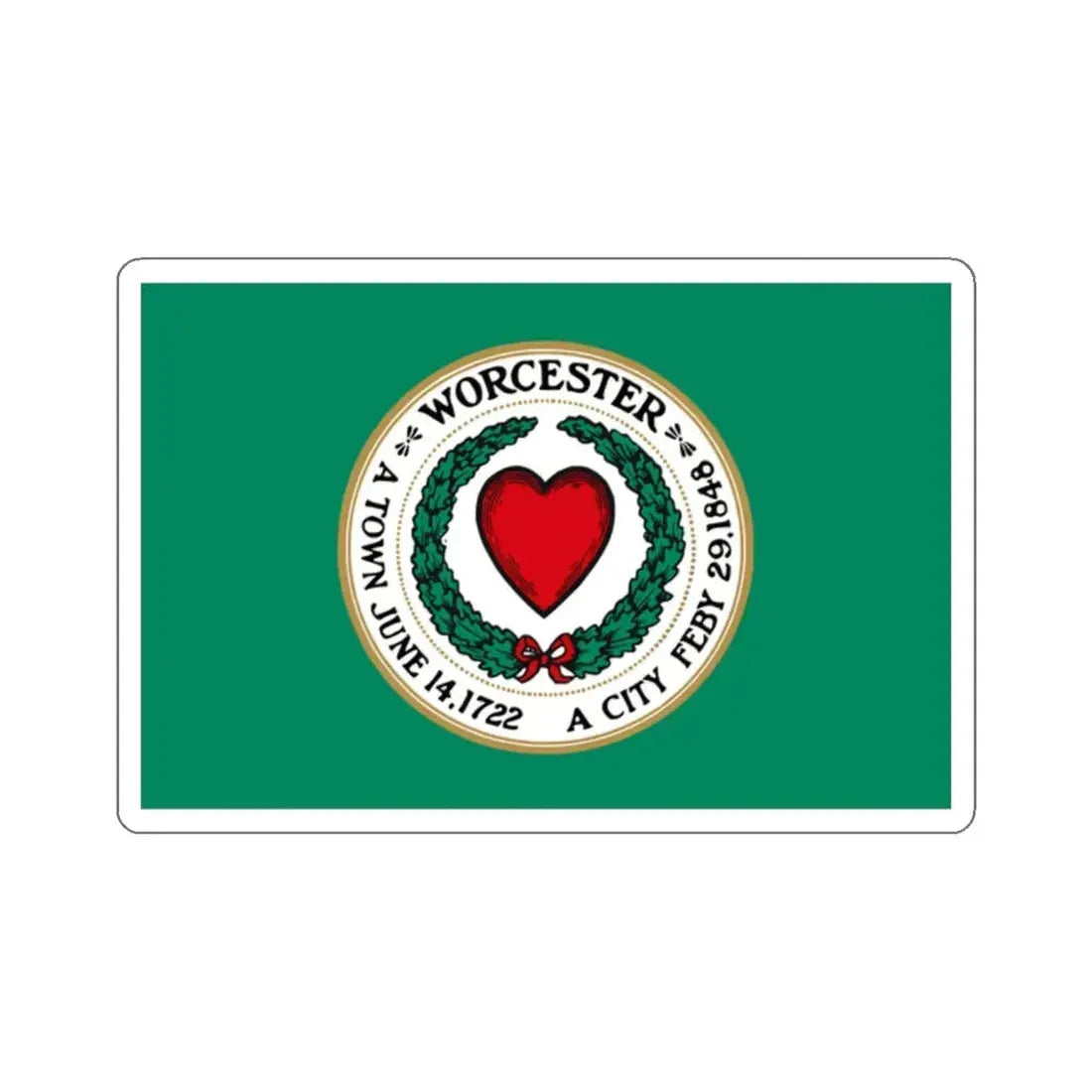 Flag of Worcester, Massachusetts - STICKER Vinyl Kiss-Cut Decal 2 Inch White - The Sticker Space