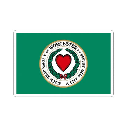 Flag of Worcester, Massachusetts - STICKER Vinyl Kiss-Cut Decal 2 Inch White - The Sticker Space