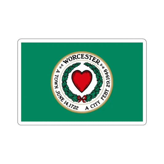 Flag of Worcester, Massachusetts - STICKER Vinyl Kiss-Cut Decal 2 Inch White - The Sticker Space