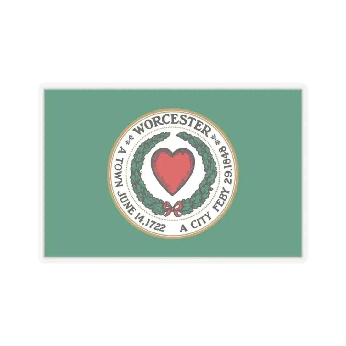 Flag of Worcester, Massachusetts - STICKER Vinyl Kiss-Cut Decal 3 Inch Transparent - The Sticker Space