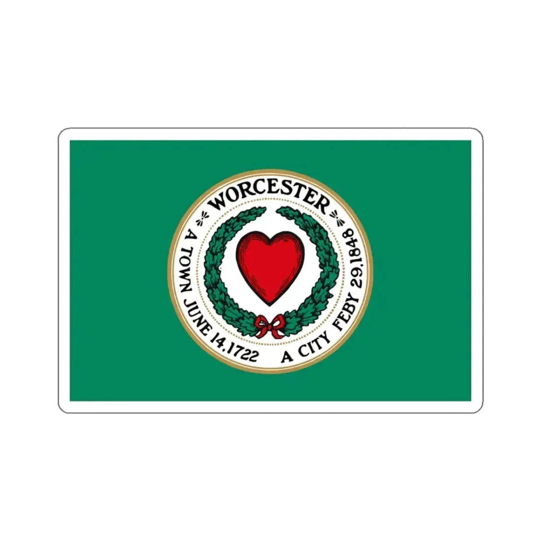 Flag of Worcester, Massachusetts - STICKER Vinyl Kiss-Cut Decal 3 Inch White - The Sticker Space