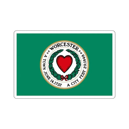 Flag of Worcester, Massachusetts - STICKER Vinyl Kiss-Cut Decal 3 Inch White - The Sticker Space