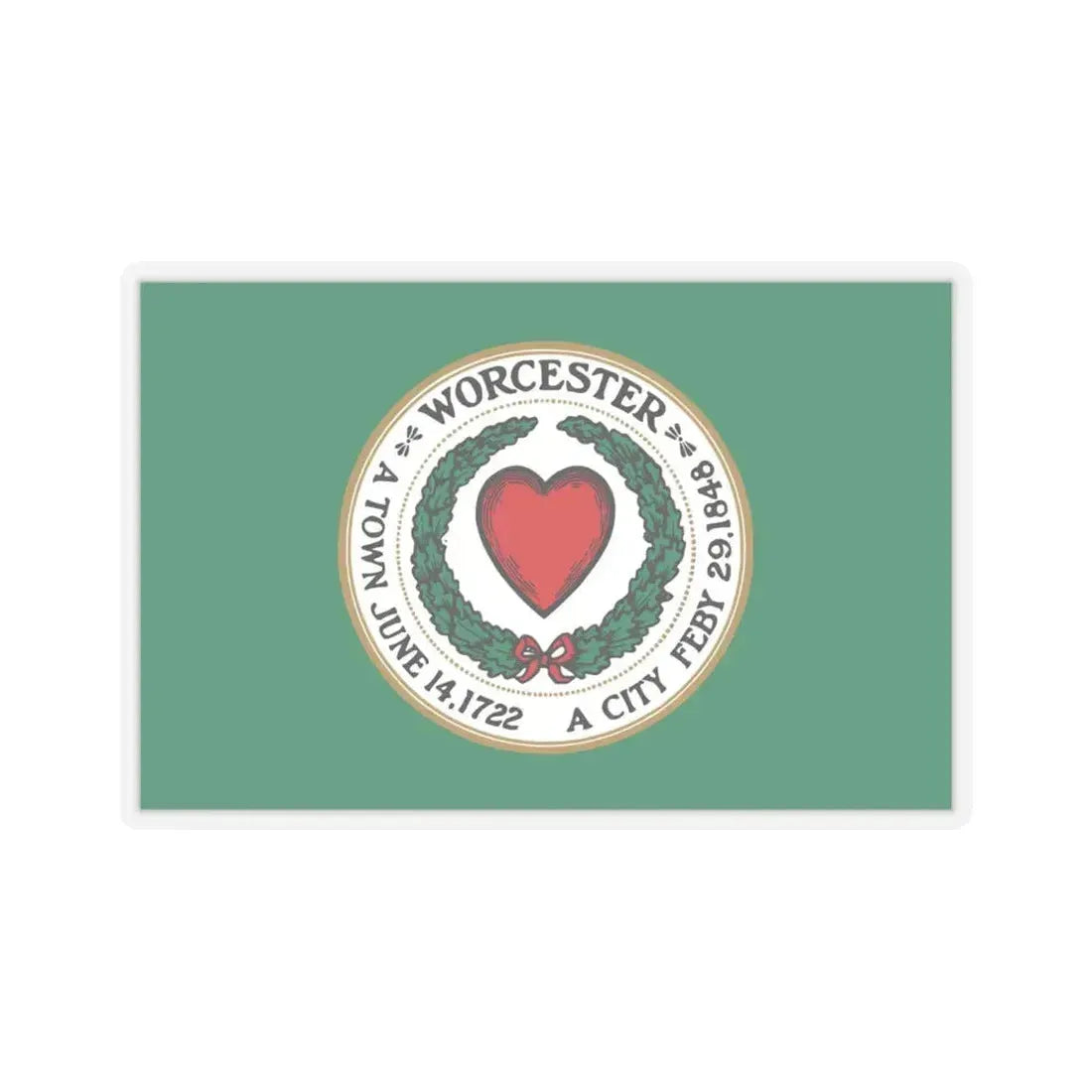 Flag of Worcester, Massachusetts - STICKER Vinyl Kiss-Cut Decal 4 Inch Transparent - The Sticker Space