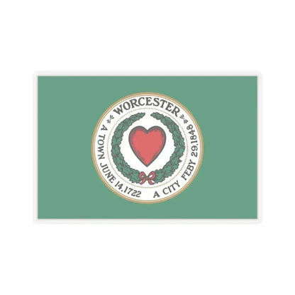 Flag of Worcester, Massachusetts - STICKER Vinyl Kiss-Cut Decal 4 Inch Transparent - The Sticker Space
