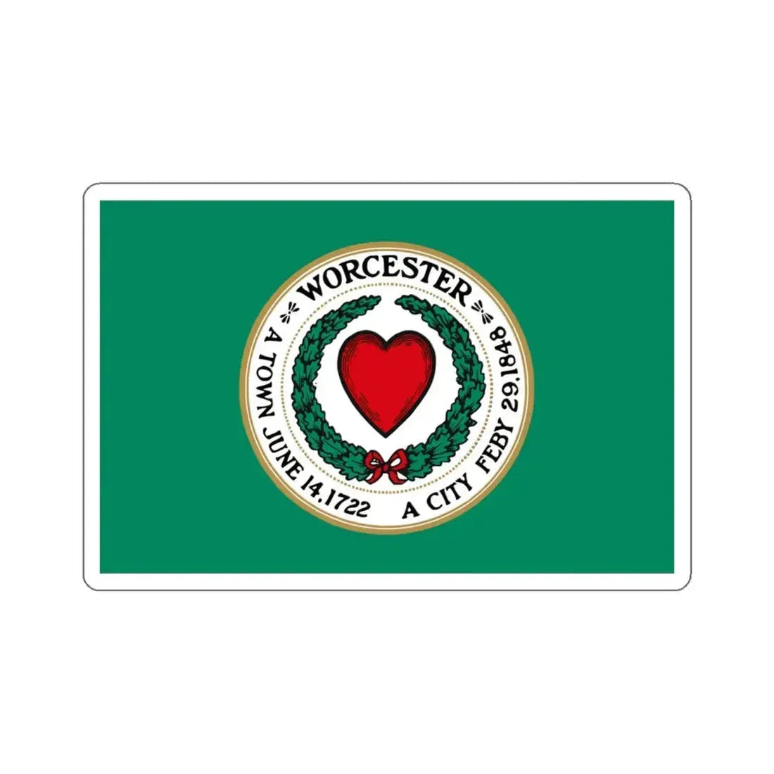Flag of Worcester, Massachusetts - STICKER Vinyl Kiss-Cut Decal 4 Inch White - The Sticker Space