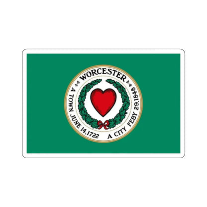 Flag of Worcester, Massachusetts - STICKER Vinyl Kiss-Cut Decal 4 Inch White - The Sticker Space