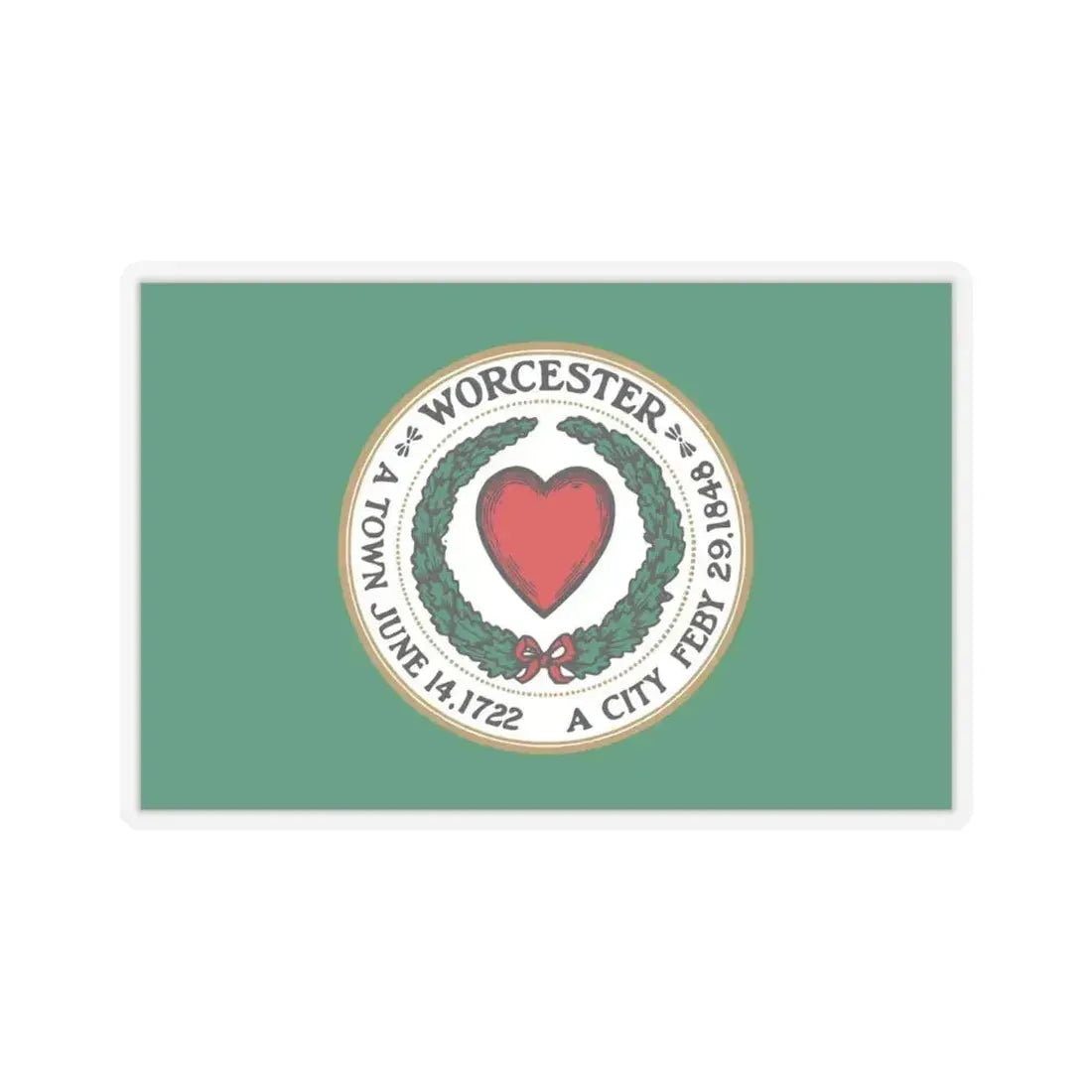 Flag of Worcester, Massachusetts - STICKER Vinyl Kiss-Cut Decal 6 Inch Transparent - The Sticker Space