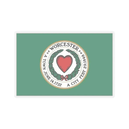 Flag of Worcester, Massachusetts - STICKER Vinyl Kiss-Cut Decal 6 Inch Transparent - The Sticker Space