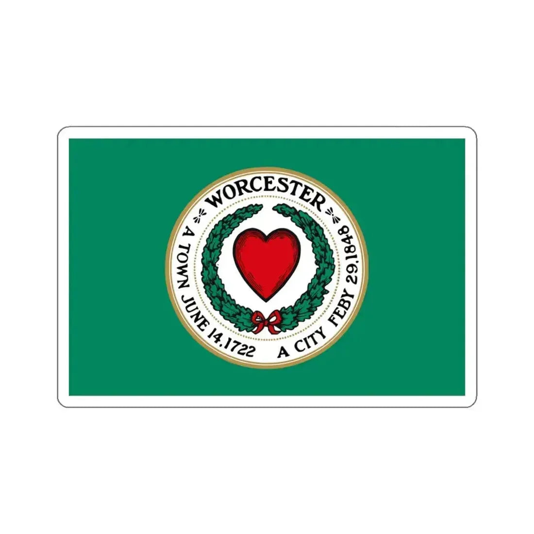 Flag of Worcester, Massachusetts - STICKER Vinyl Kiss-Cut Decal 6 Inch White - The Sticker Space