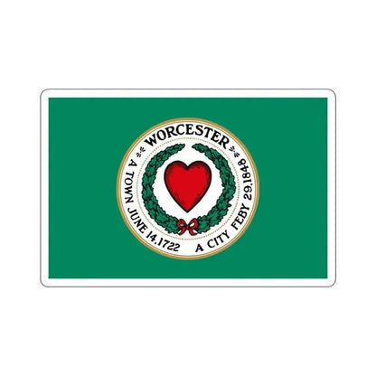 Flag of Worcester, Massachusetts - STICKER Vinyl Kiss-Cut Decal 6 Inch White - The Sticker Space
