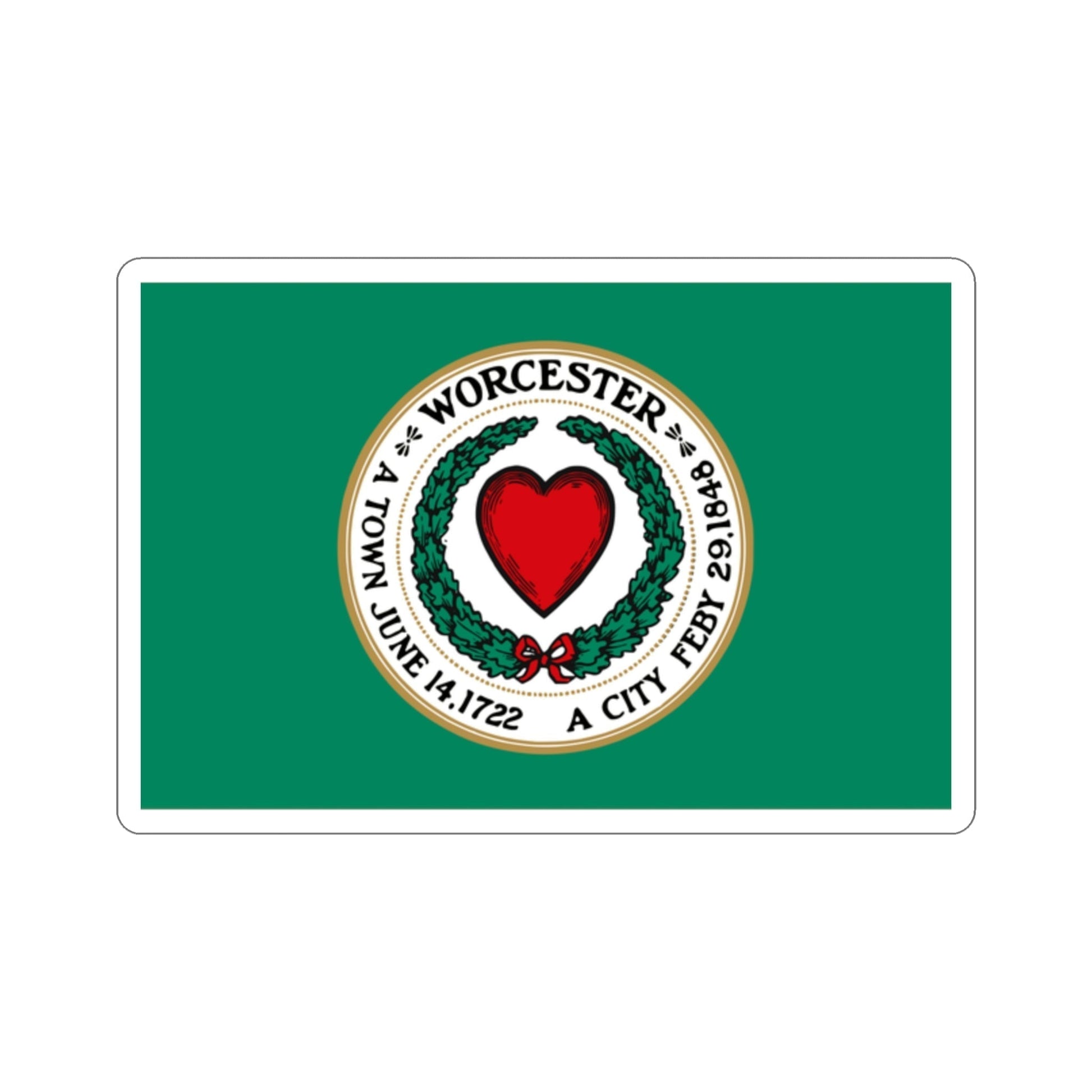 Flag of Worcester Massachusetts USA STICKER Vinyl Die-Cut Decal-2 Inch-The Sticker Space