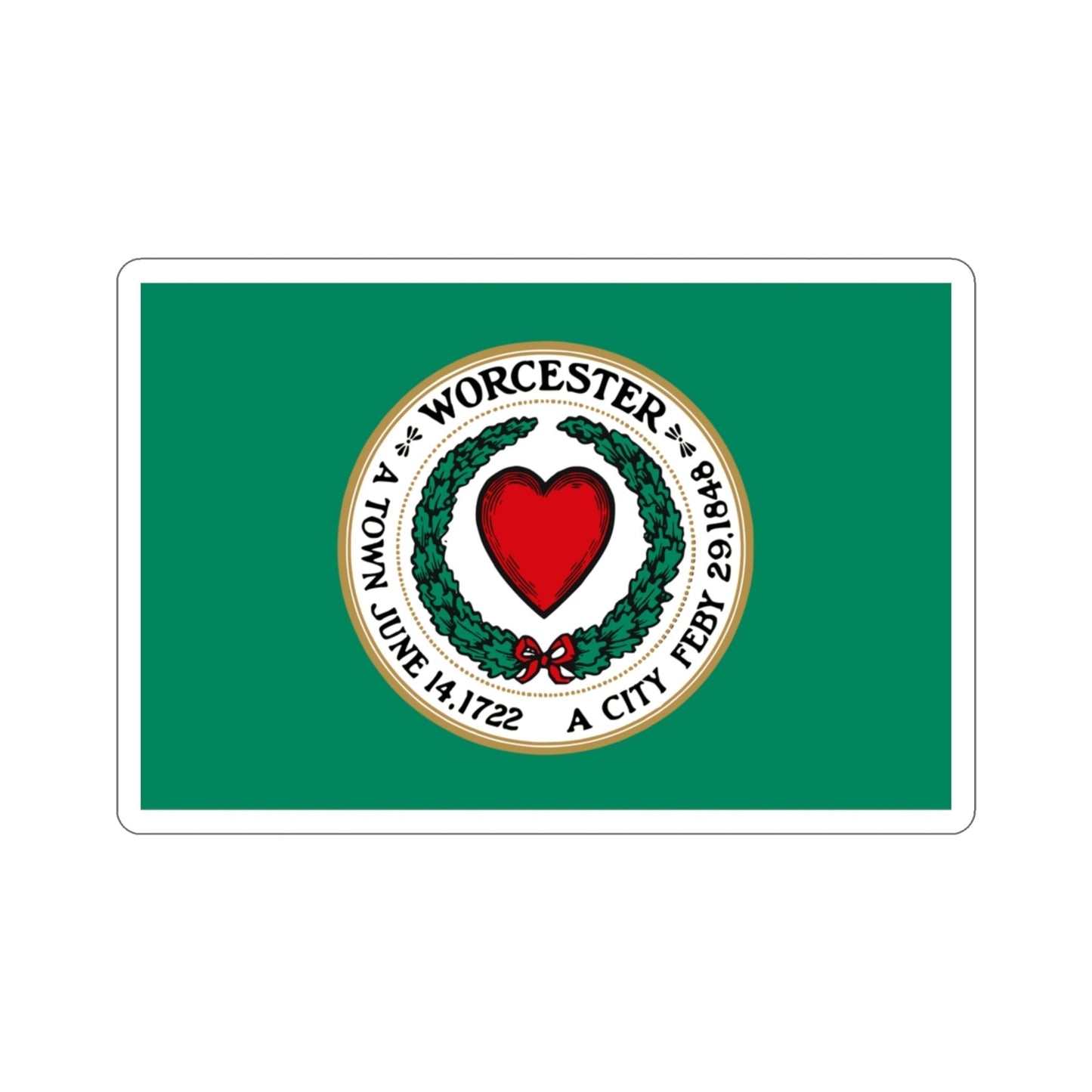 Flag of Worcester Massachusetts USA STICKER Vinyl Die-Cut Decal-3 Inch-The Sticker Space