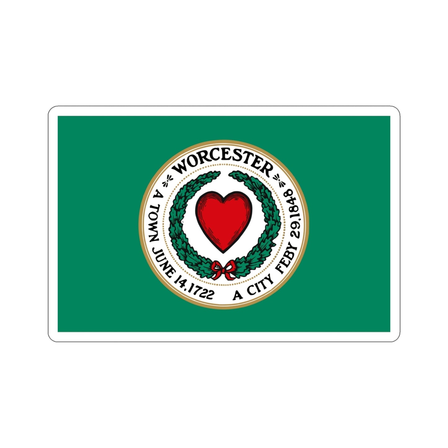 Flag of Worcester Massachusetts USA STICKER Vinyl Die-Cut Decal-4 Inch-The Sticker Space