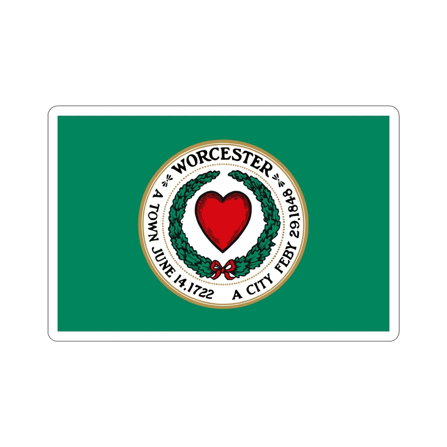 Flag of Worcester Massachusetts USA STICKER Vinyl Die-Cut Decal-5 Inch-The Sticker Space