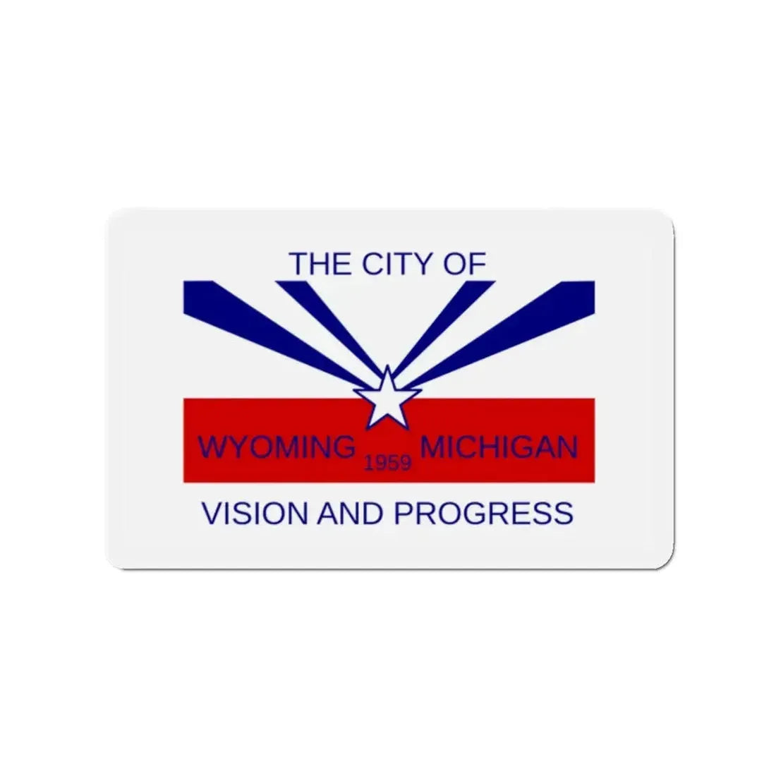 Flag of Wyoming Michigan - Refrigerator Magnet 2 Inch - The Sticker Space