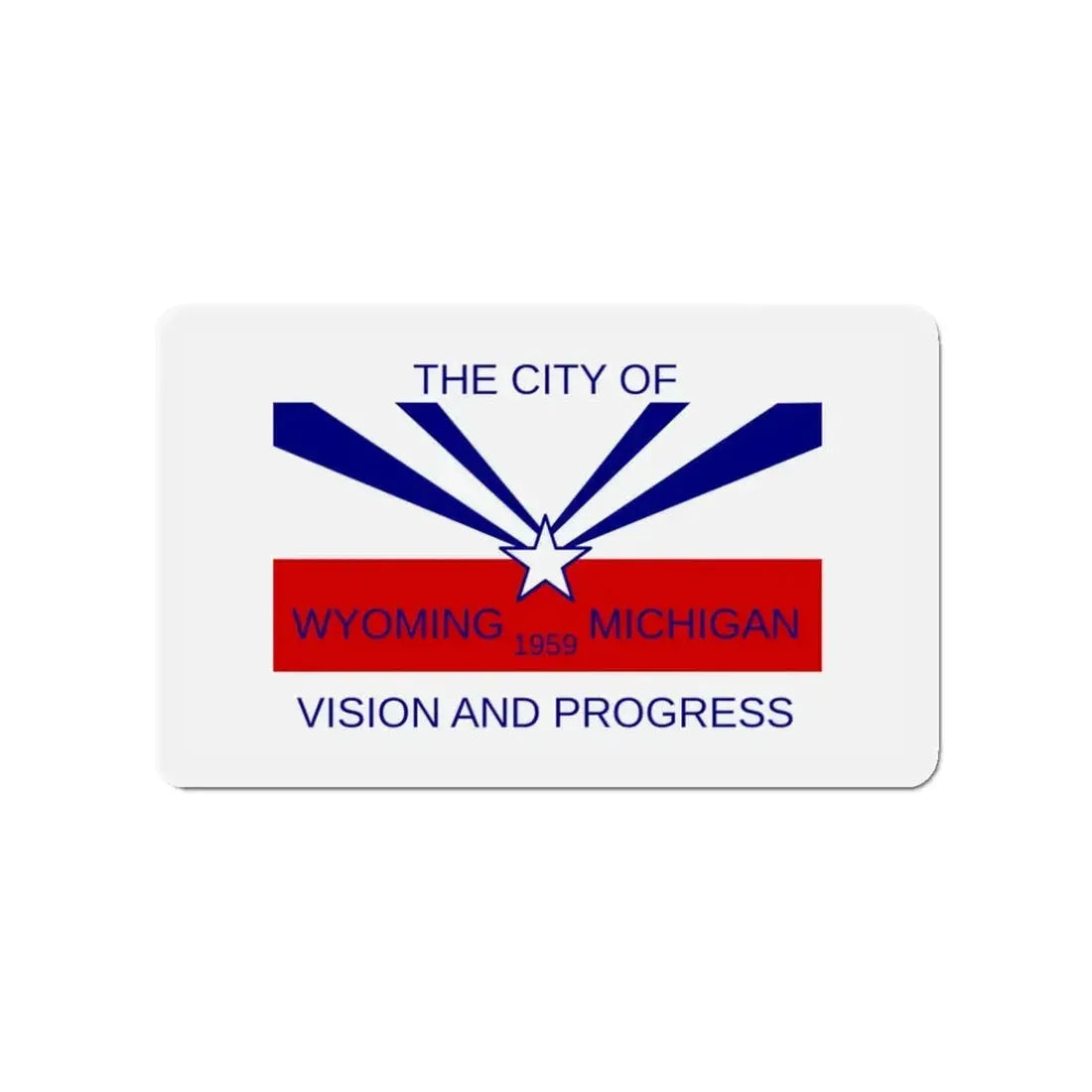 Flag of Wyoming Michigan - Refrigerator Magnet 3 Inch - The Sticker Space