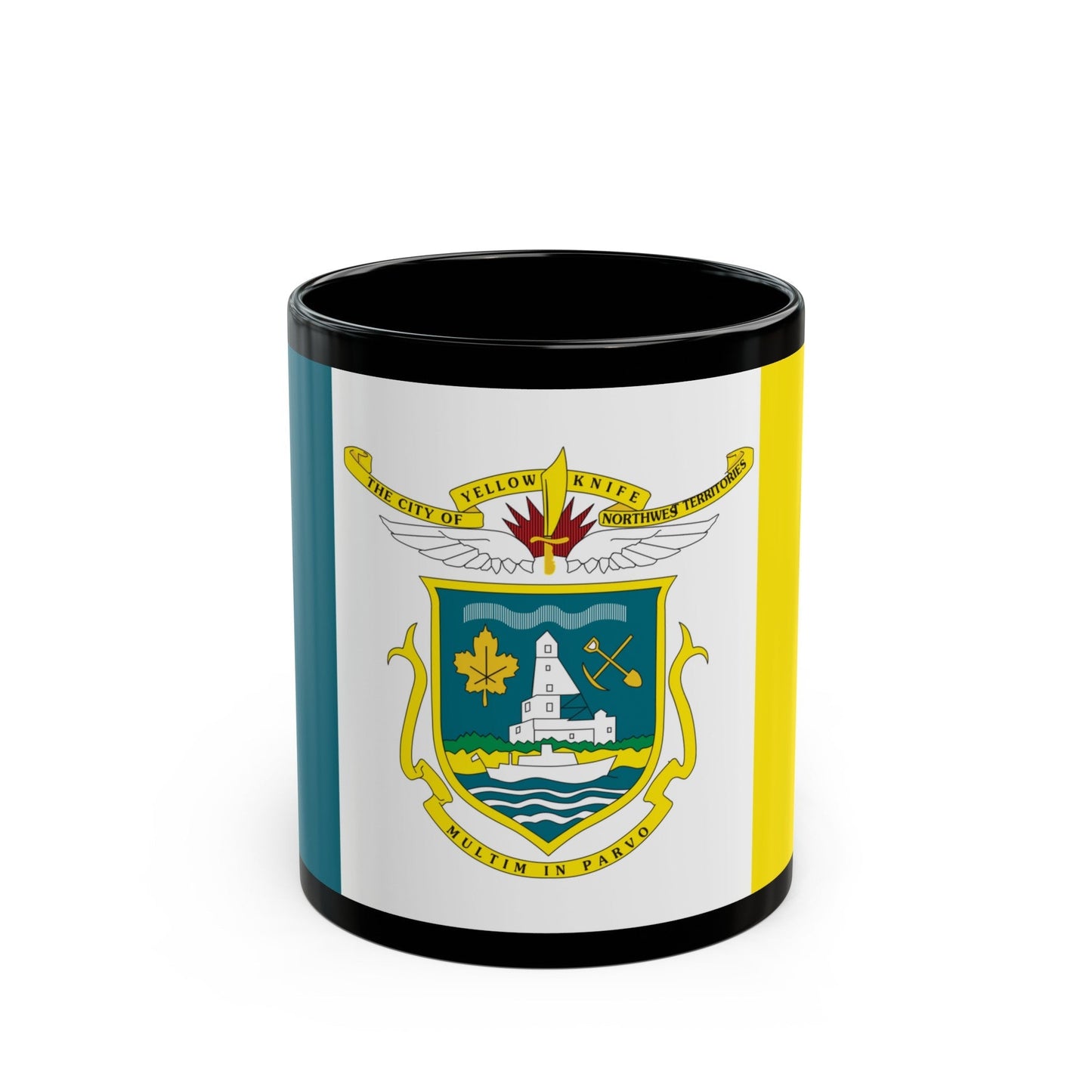 Flag of Yellowknife NWT Canada - Black Coffee Mug-11oz-The Sticker Space