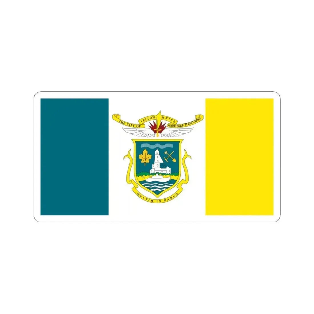 Flag of Yellowknife NWT Canada - STICKER Vinyl Kiss-Cut Decal 4 Inch White - The Sticker Space