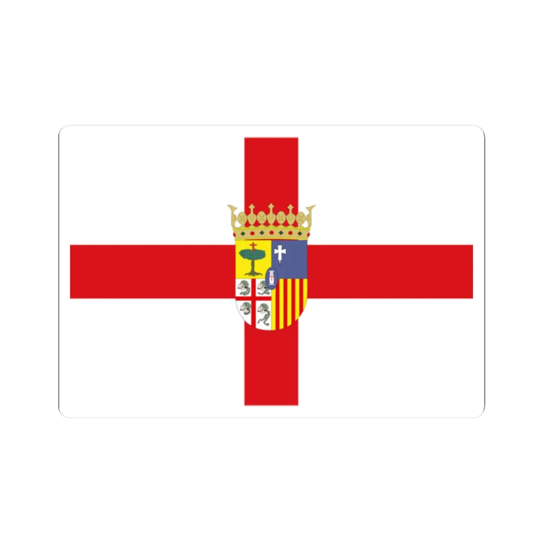 Flag of Zaragoza province with coat of arms (Spain) STICKER Vinyl Kiss-Cut Decal 2 Inch White - The Sticker Space