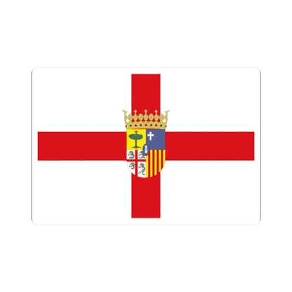 Flag of Zaragoza province with coat of arms (Spain) STICKER Vinyl Kiss-Cut Decal 2 Inch White - The Sticker Space