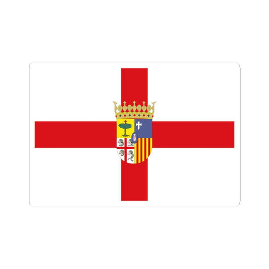 Flag of Zaragoza province with coat of arms (Spain) STICKER Vinyl Kiss-Cut Decal 2 Inch White - The Sticker Space