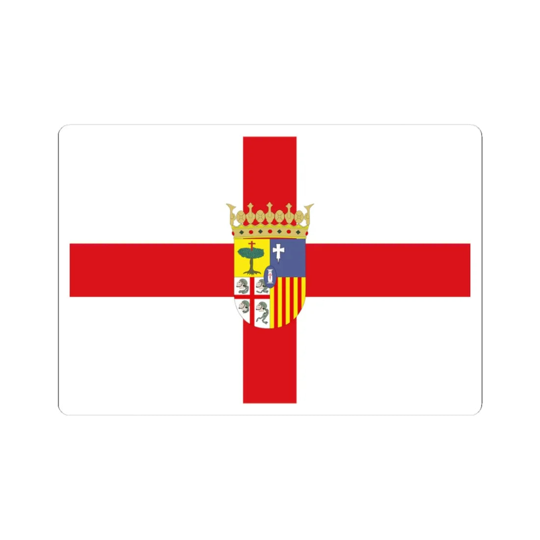 Flag of Zaragoza province with coat of arms (Spain) STICKER Vinyl Kiss-Cut Decal 3 Inch White - The Sticker Space