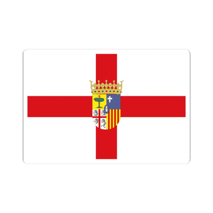 Flag of Zaragoza province with coat of arms (Spain) STICKER Vinyl Kiss-Cut Decal 3 Inch White - The Sticker Space