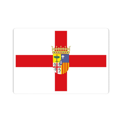Flag of Zaragoza province with coat of arms (Spain) STICKER Vinyl Kiss-Cut Decal 4 Inch White - The Sticker Space