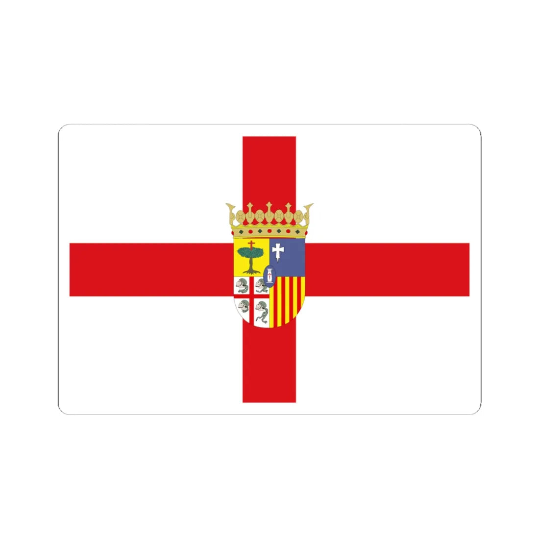 Flag of Zaragoza province with coat of arms (Spain) STICKER Vinyl Kiss-Cut Decal 6 Inch White - The Sticker Space