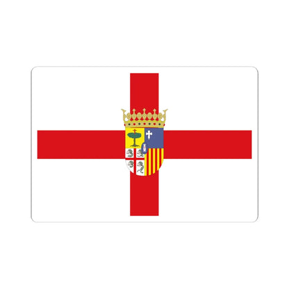 Flag of Zaragoza province with coat of arms (Spain) STICKER Vinyl Kiss-Cut Decal 6 Inch White - The Sticker Space