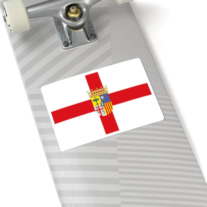 Flag of Zaragoza province with coat of arms (Spain) STICKER Vinyl Kiss-Cut Decal - The Sticker Space