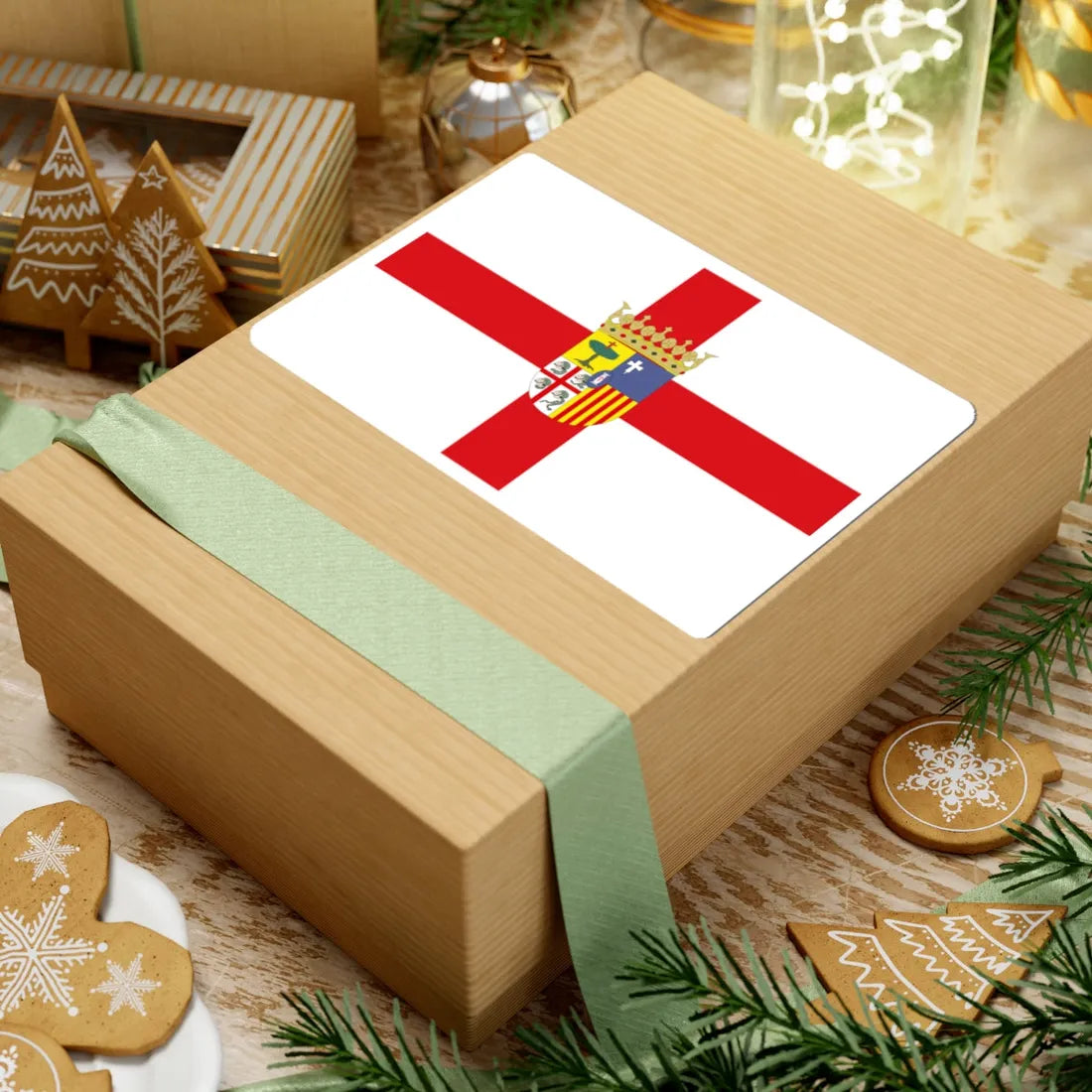 Flag of Zaragoza province with coat of arms (Spain) STICKER Vinyl Kiss-Cut Decal - The Sticker Space