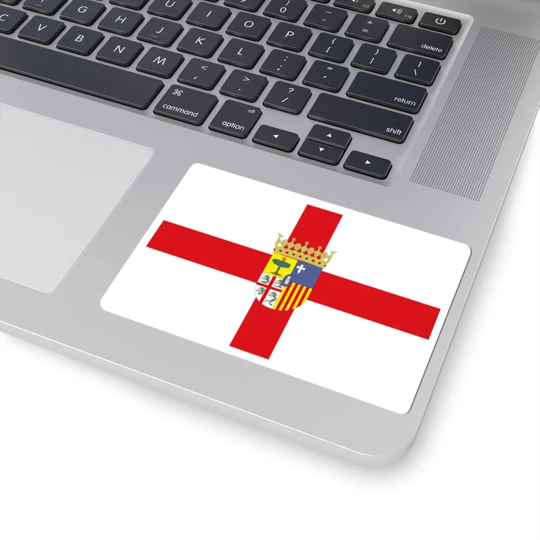 Flag of Zaragoza province with coat of arms (Spain) STICKER Vinyl Kiss-Cut Decal - The Sticker Space