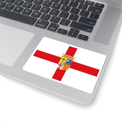 Flag of Zaragoza province with coat of arms (Spain) STICKER Vinyl Kiss-Cut Decal - The Sticker Space