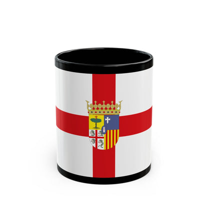 Flag of Zaragoza Spain - Black Coffee Mug-11oz-The Sticker Space