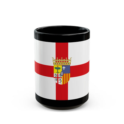 Flag of Zaragoza Spain - Black Coffee Mug-15oz-The Sticker Space