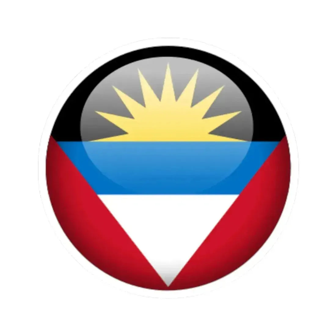 Flag orb Antigua and Barbuda (Antigua and Barbuda) STICKER Vinyl Kiss-Cut Decal 3 Inch White - The Sticker Space