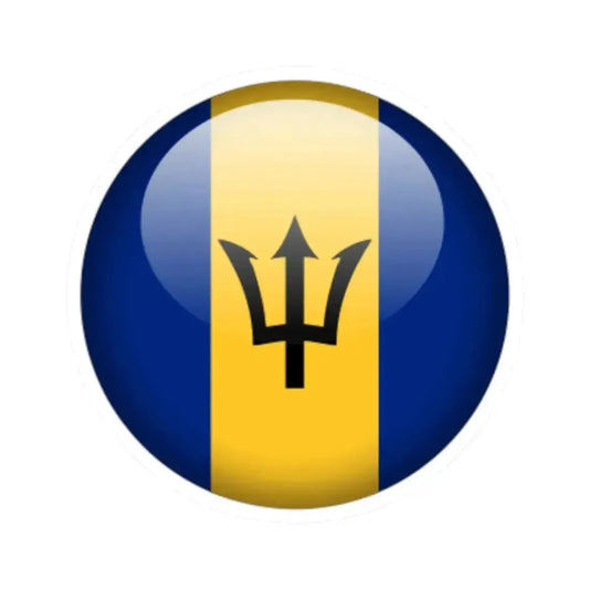 Flag orb Barbados (Barbados) STICKER Vinyl Kiss-Cut Decal 2 Inch White - The Sticker Space