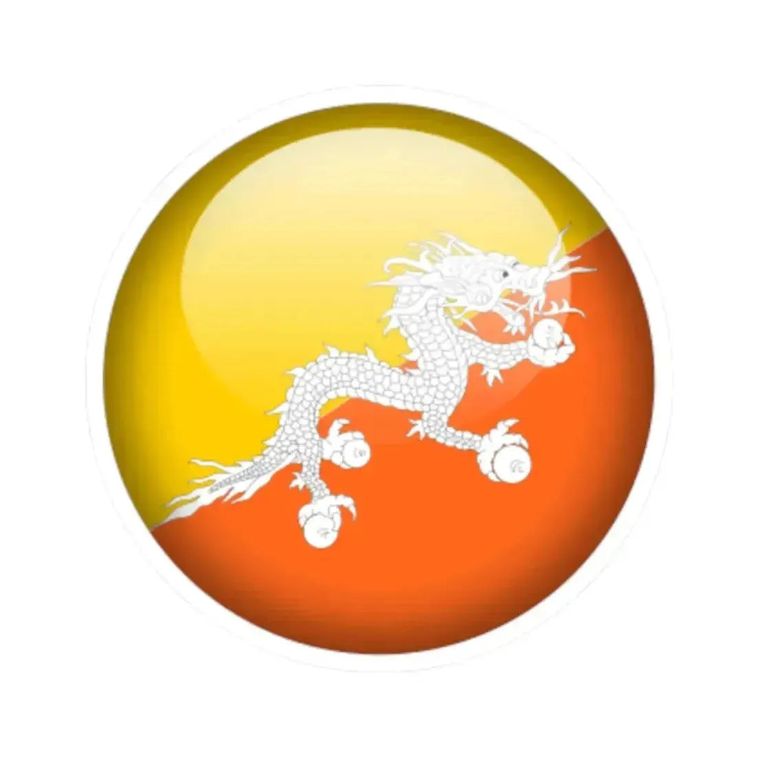Flag orb Bhutan (Bhutan) STICKER Vinyl Kiss-Cut Decal 3 Inch White - The Sticker Space