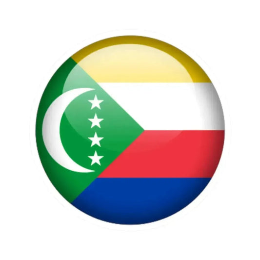 Flag orb Comoros (Comoros) STICKER Vinyl Kiss-Cut Decal 2 Inch White - The Sticker Space