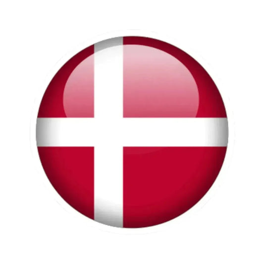 Flag orb Denmark (Denmark) STICKER Vinyl Kiss-Cut Decal 2 Inch White - The Sticker Space