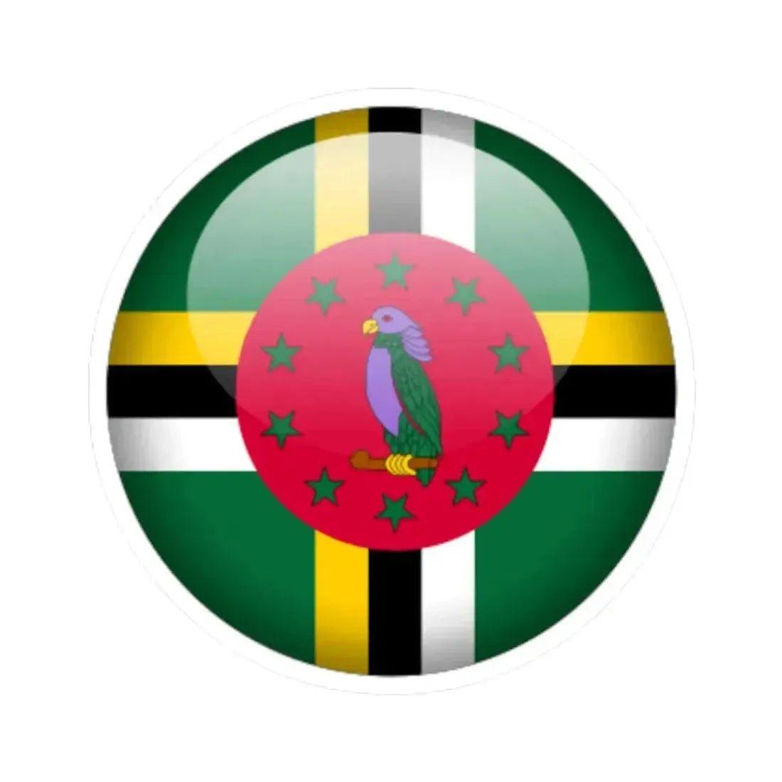 Flag orb Dominica (Dominica) STICKER Vinyl Kiss-Cut Decal 4 Inch White - The Sticker Space