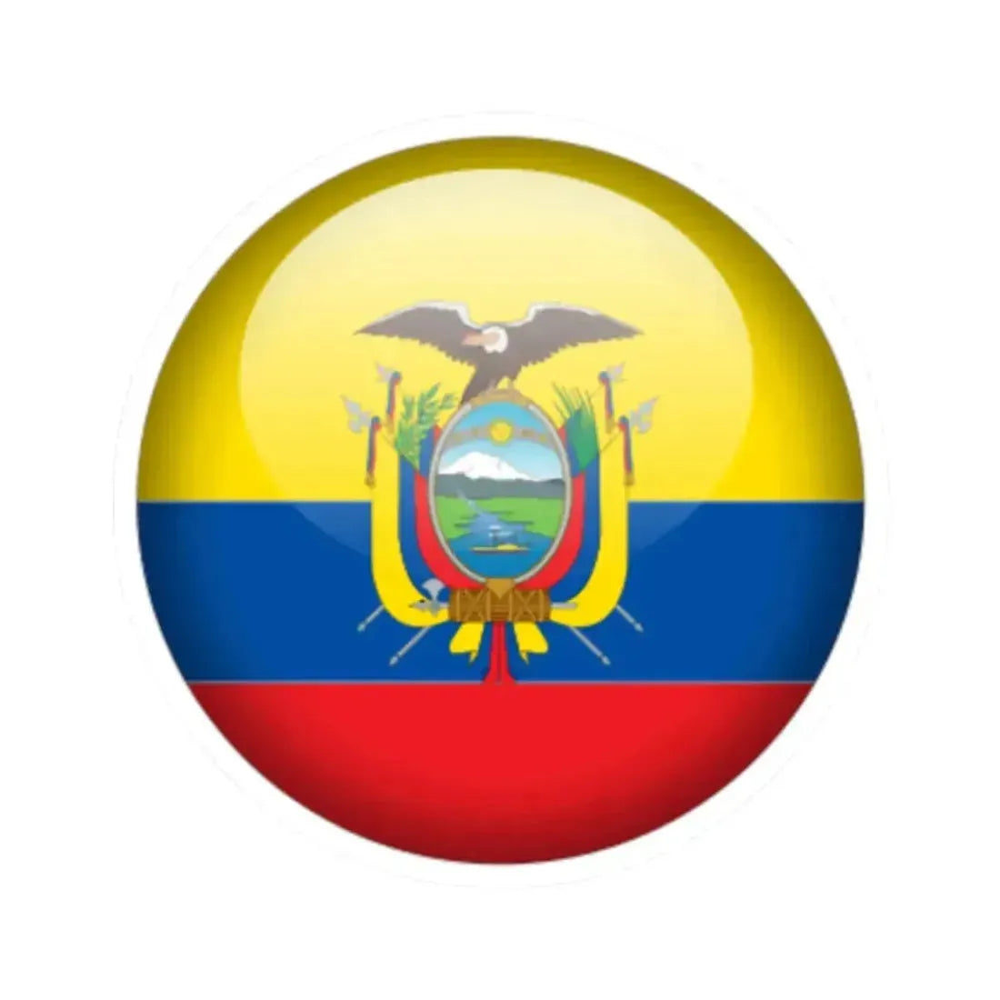 Flag orb Ecuador (Ecuador) STICKER Vinyl Kiss-Cut Decal 2 Inch White - The Sticker Space